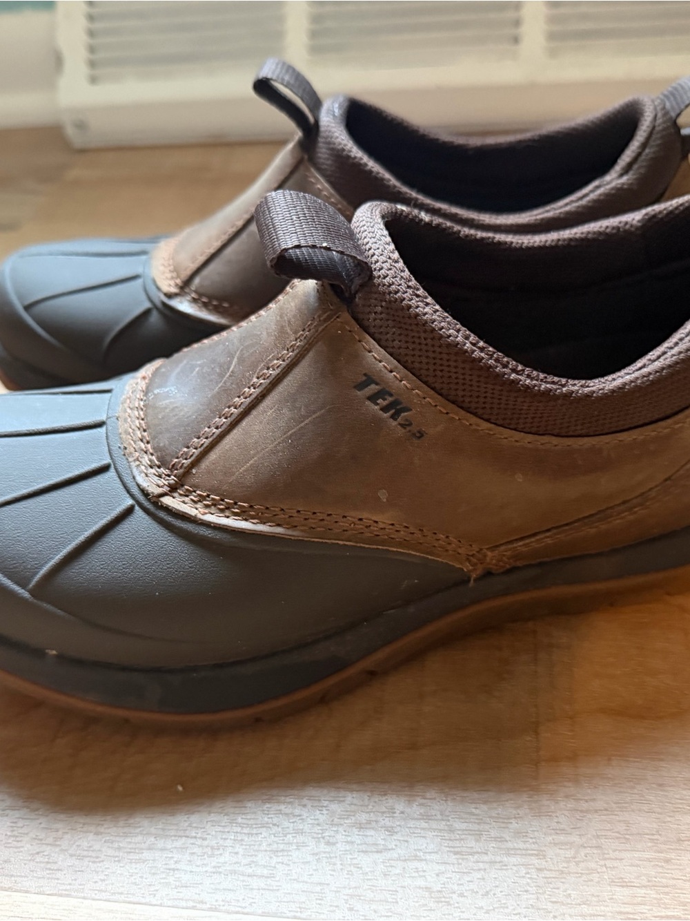 L.L. Bean Men's/Women’s Brown Waterproof Slip-On Duck Boots with Black Rubbertoe